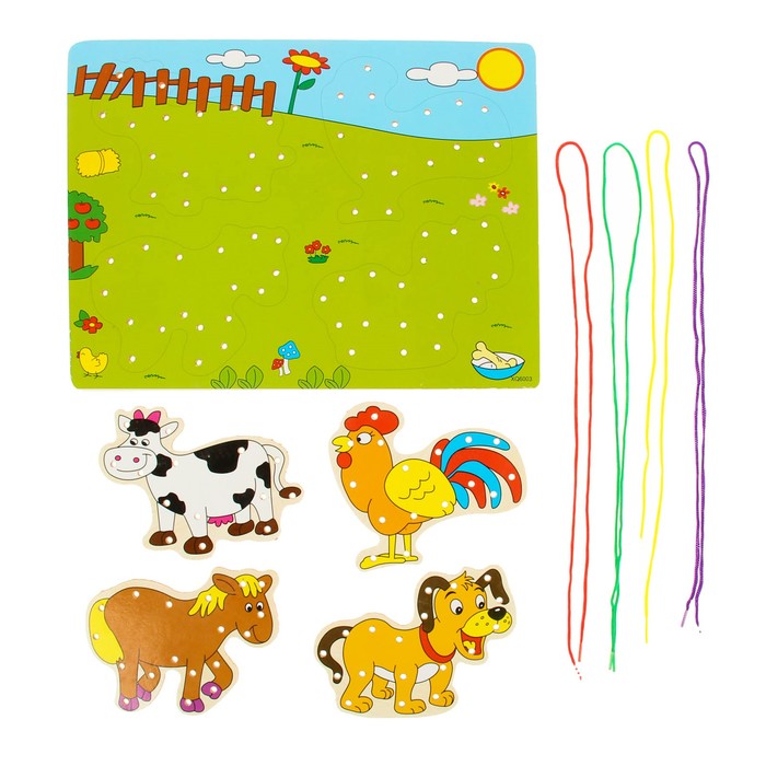 Шнуровка-планшет "Домашние животные", 4 шт.