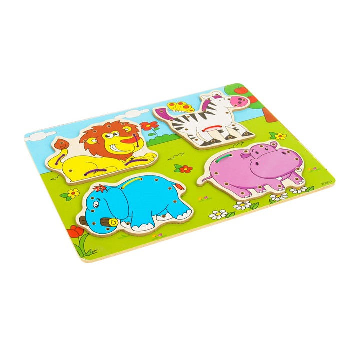 Шнуровка-планшет "Весёлые джунгли", 4 шт.