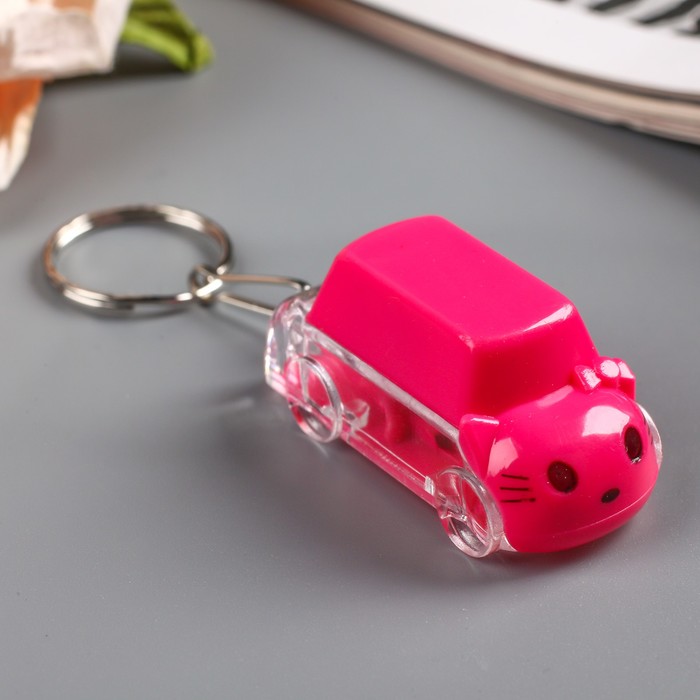 Фонарик свет на кольце "Машинка с мордочкой кота" МИКС 2,5х5х2,5 см