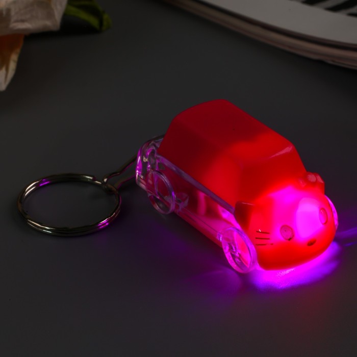 Фонарик свет на кольце "Машинка с мордочкой кота" МИКС 2,5х5х2,5 см