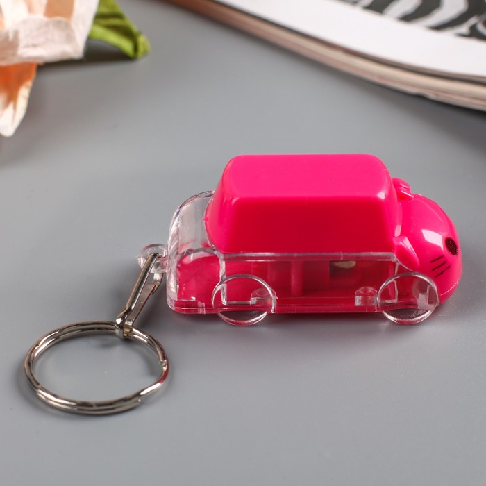 Фонарик свет на кольце "Машинка с мордочкой кота" МИКС 2,5х5х2,5 см