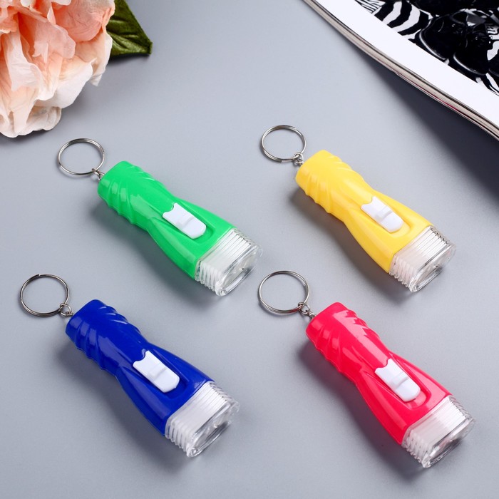 Фонарик свет на кольце "Яркий луч" 2 диода HPH-1106 МИКС 7,5х3х1,7 см