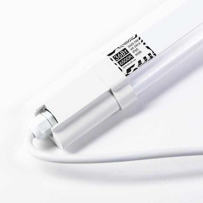 Светильник светодиодный герметичный Luazon 36 Вт, 2620 Лм, IP65, 6500К,1275х54х29 мм,165-295В 258662