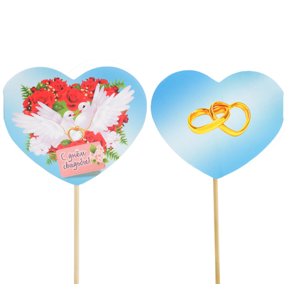 Топпер - открытка "С Днём Свадьбы" голуби, розы
