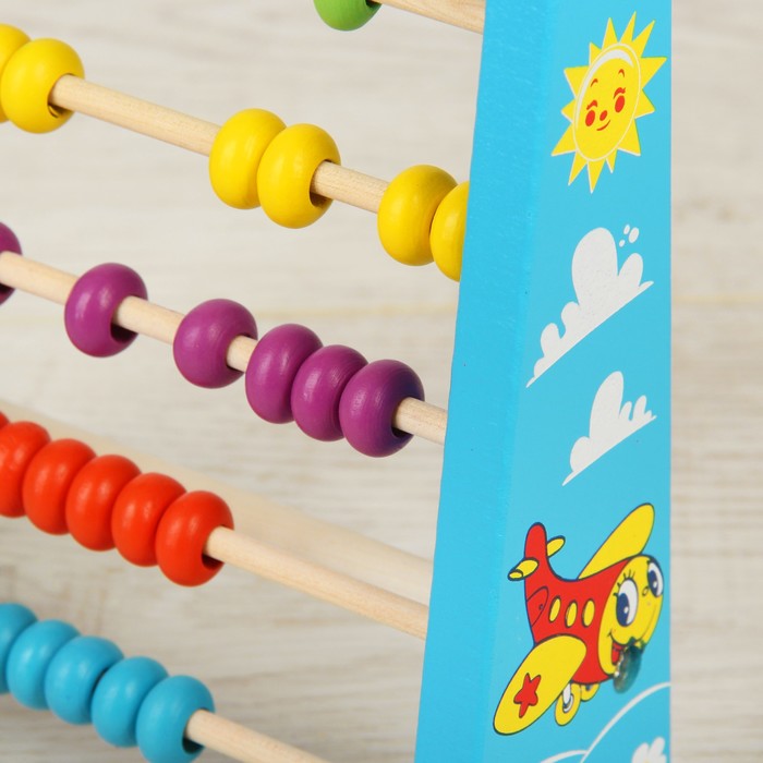 Деревянные счеты "Самолетик", цвет голубой