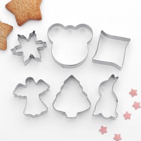 Набор форм для вырезания печенья Доляна «Ангел, мишка, ёлочка, птица», 7×13 см 6 предметов