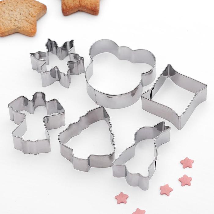 Набор форм для вырезания печенья Доляна «Ангел, мишка, ёлочка, птица», 7×13 см 6 предметов