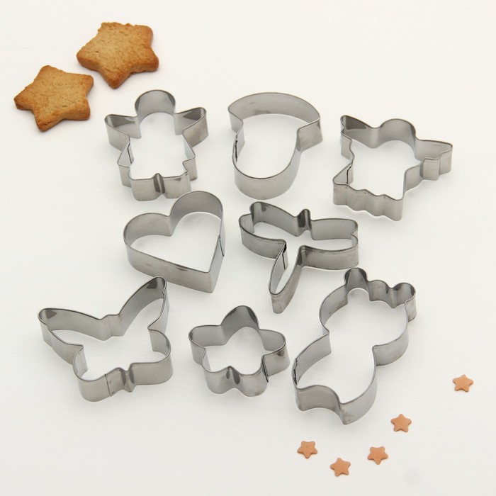 Набор форм для вырезания печенья 14x14 см "Гриб, животные, ангел, цветок, сердце", 8 шт