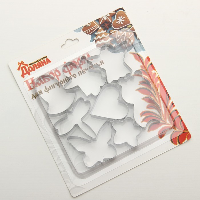 Набор форм для вырезания печенья 14x14 см "Гриб, животные, ангел, цветок, сердце", 8 шт