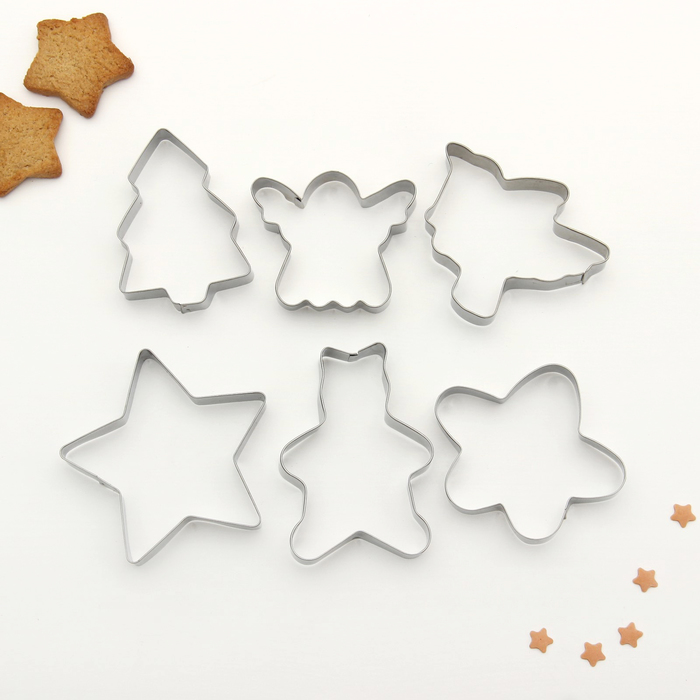 Набор форм для вырезания печенья 19х13 см "Мишка,цветок,ангел,ель,звезда", 6 шт