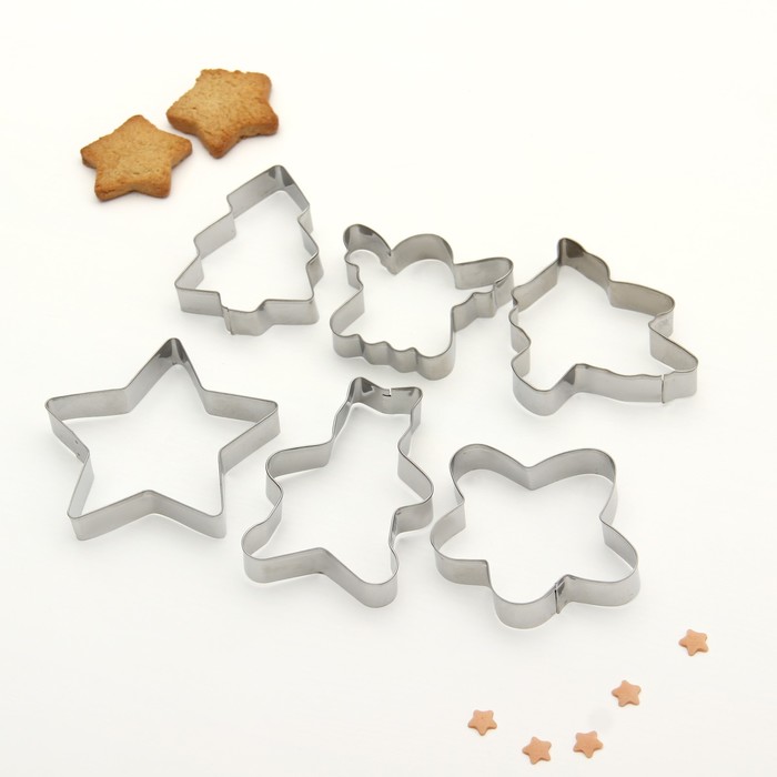 Набор форм для вырезания печенья 19х13 см "Мишка,цветок,ангел,ель,звезда", 6 шт