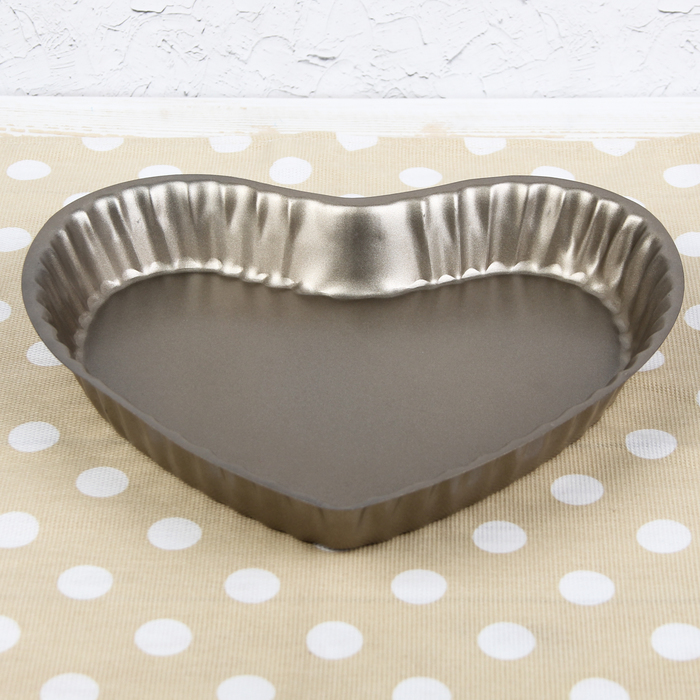 Форма для выпечки 25,5х4 см "Рифленое сердце", антипригарное покрытие