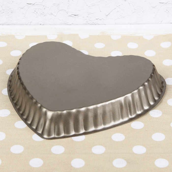 Форма для выпечки 25,5х4 см "Рифленое сердце", антипригарное покрытие