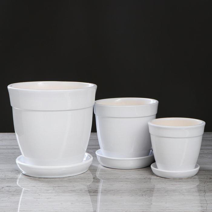 Набор кашпо "Глория" белый, 0,5 л, 1 л, 2 л
