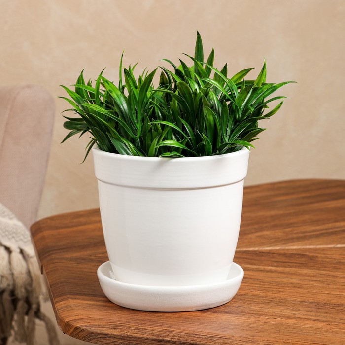 Кашпо "Глория" глазурь, белое, 1 л