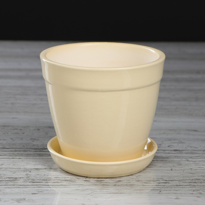 Кашпо "Глория" глазурь, кремовый, 0,5 л