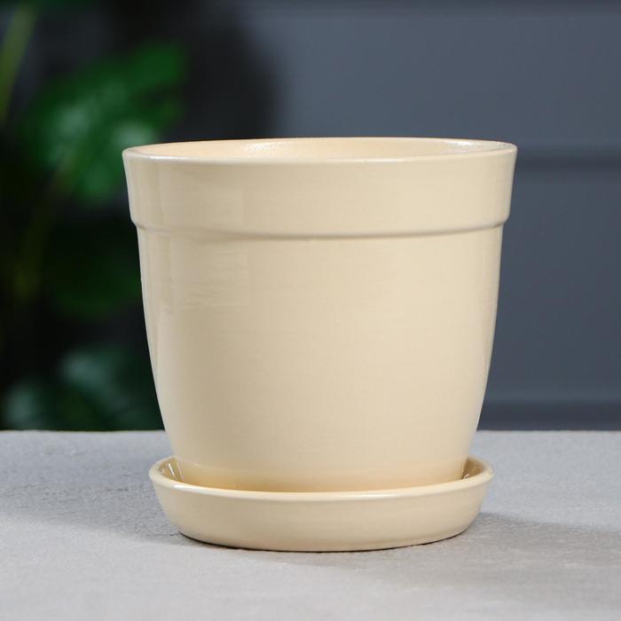 Кашпо "Глория" глазурь, кремовый, 1 л