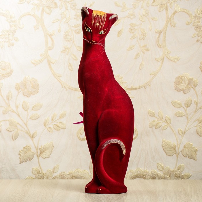 Копилка "Багира" коса флок бордовый