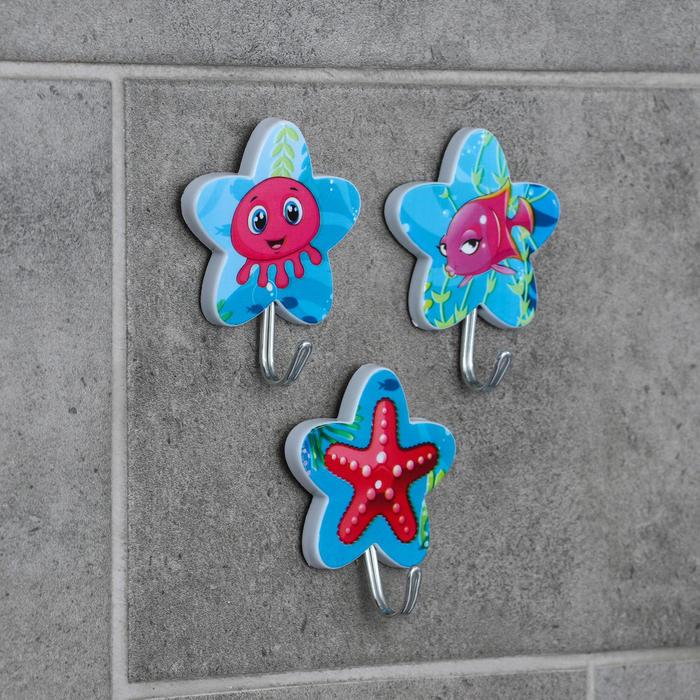 Набор крючков на липучке "Рыбки" 3 шт, цвет МИКС