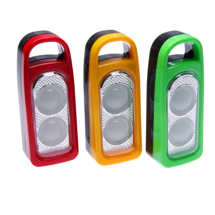 Фонарик 2 диода, с петлёй для ношения, 3 ААА, микс, 5х13.5 см