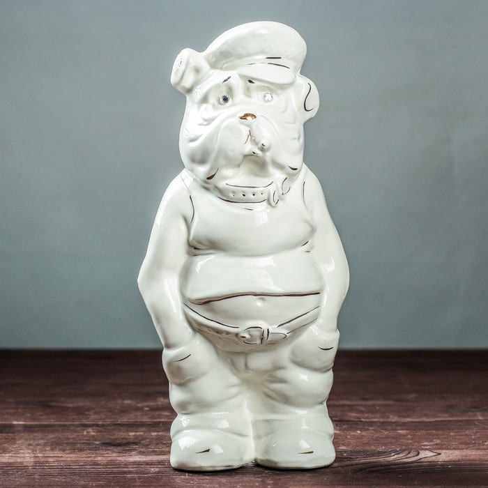 Копилка "Собака Бульдог Фраер" глянец белый