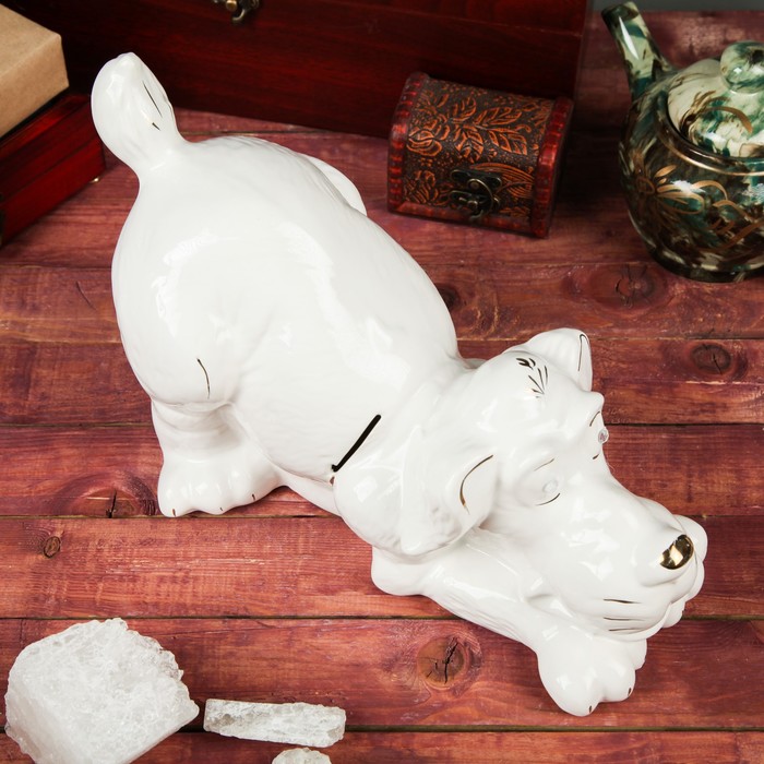 Копилка "Собака Ричард",  глянец белый