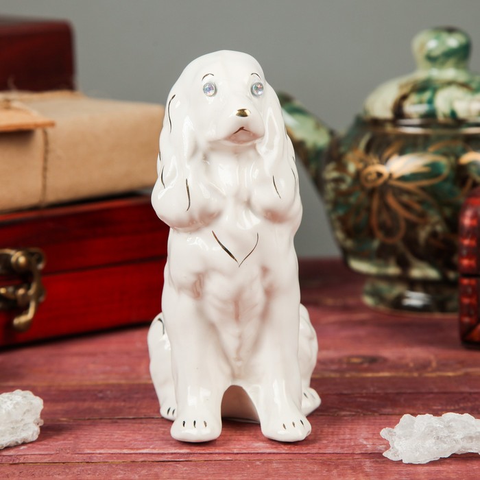 Копилка "Собака Спаниель" мини глянец белый