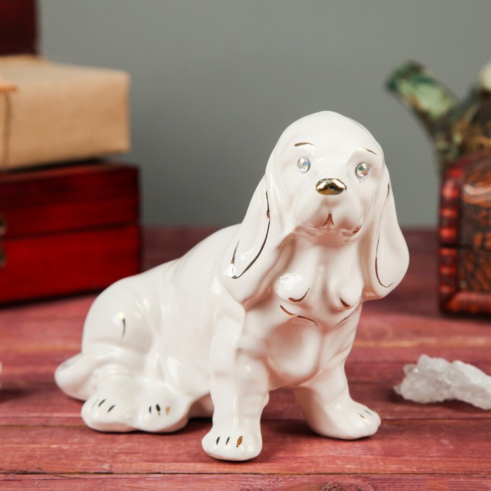 Копилка "Собака Охотничья " глянец белый