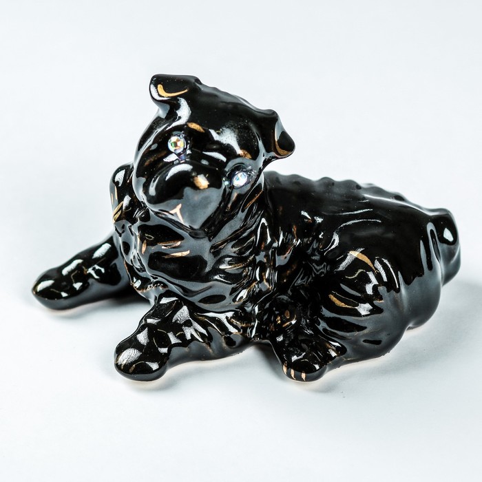 Копилка "Собака Шарпей"  мини  глянец чёрный