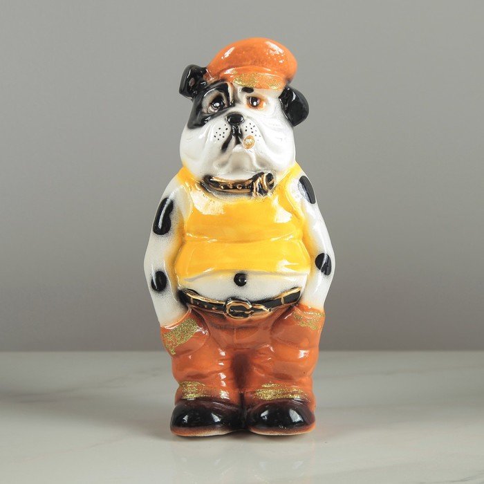 Копилка "Собака Бульдог Фраер", глянец, белый