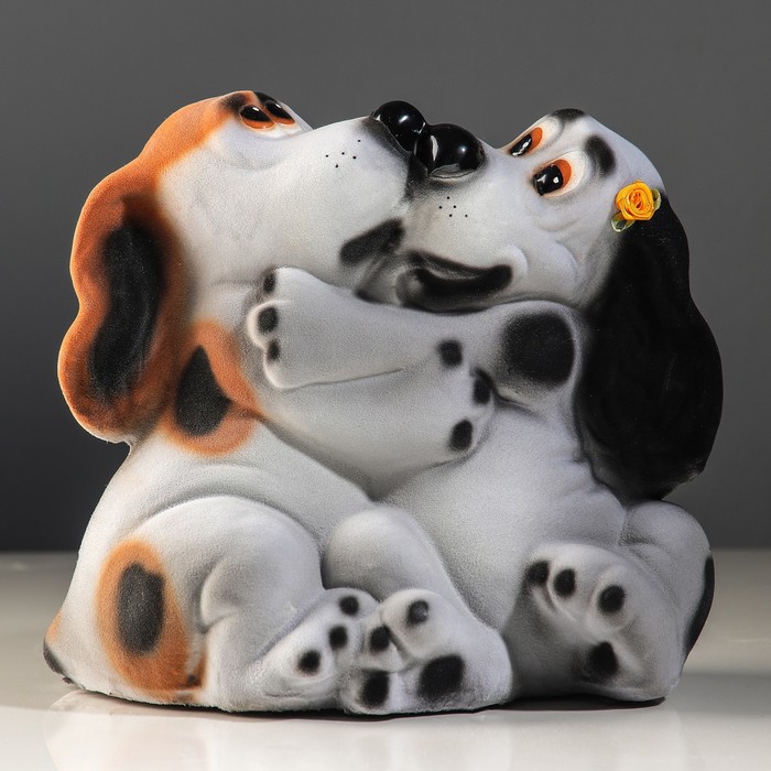 Копилка "Собаки влюбленные (8) (шт) Флок серый