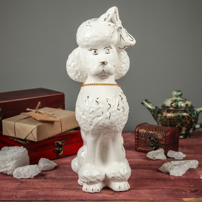 Сувенир "Собака Пудель", цепочка, глянец, белый