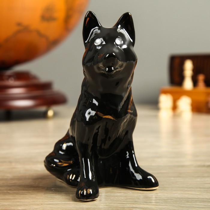 Сувенир "Собака Овчарка", мини, глянец, чёрный