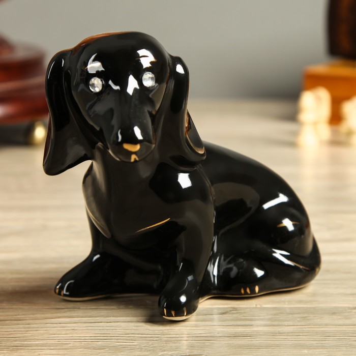Сувенир "Собака Такса", мини, глянец, чёрный