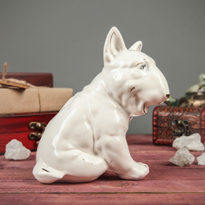 Сувенир "Собака Бультерьер" глянец белый