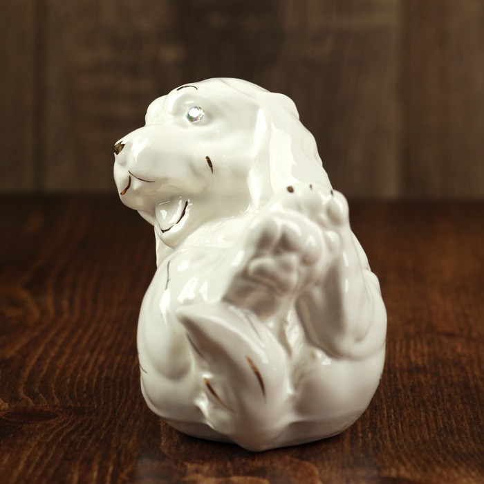 сувенир "Собака на спине", глянец белый