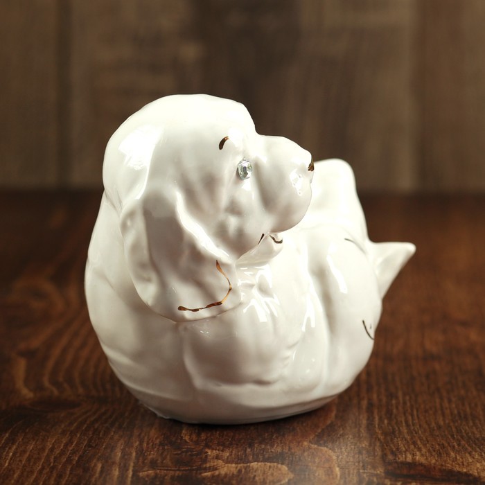 сувенир "Собака на спине", глянец белый