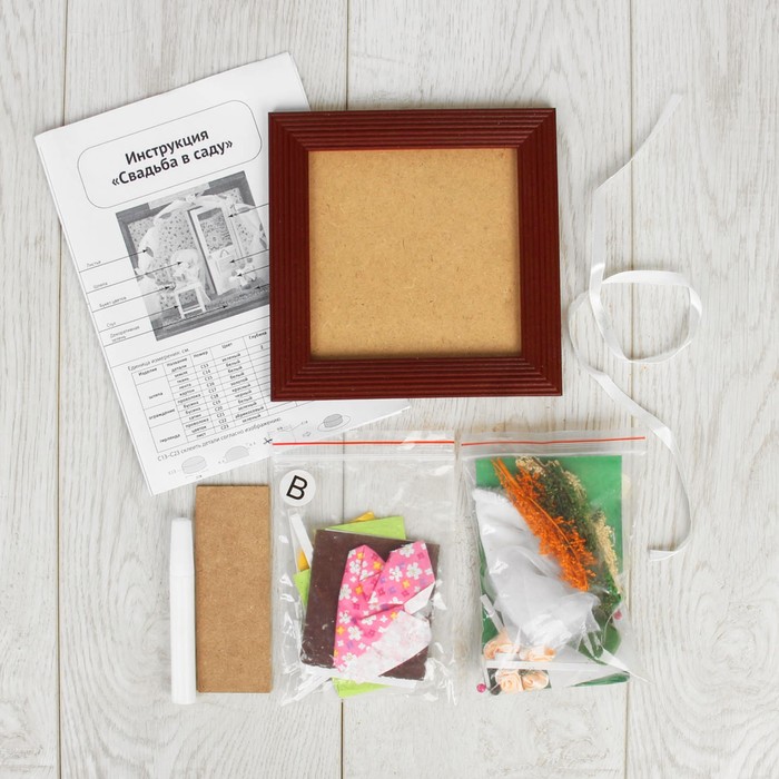 Интерьерный домик - миниатюра в рамке, своими руками "Свадьба в саду"