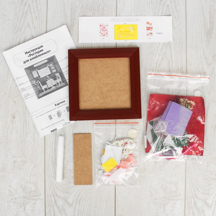 Интерьерный домик - миниатюра в рамке, своими руками "Ресторан для влюбленных"