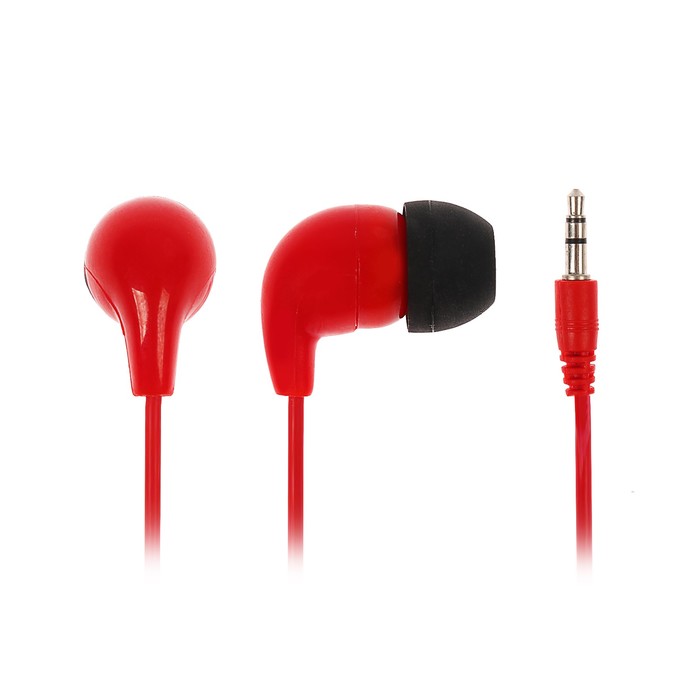 Наушники LuazON LV-109, вакуумные, в оплётке, красные