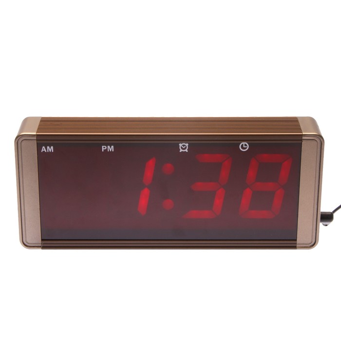 Электронные часы-будильник классика, прямоуг, красные цифры, цвет черный, от сети 24*10см 274117