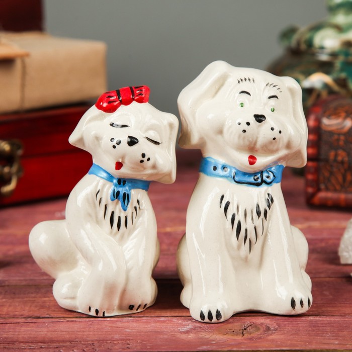 Статуэтка "Собачки пара" чёрные белые