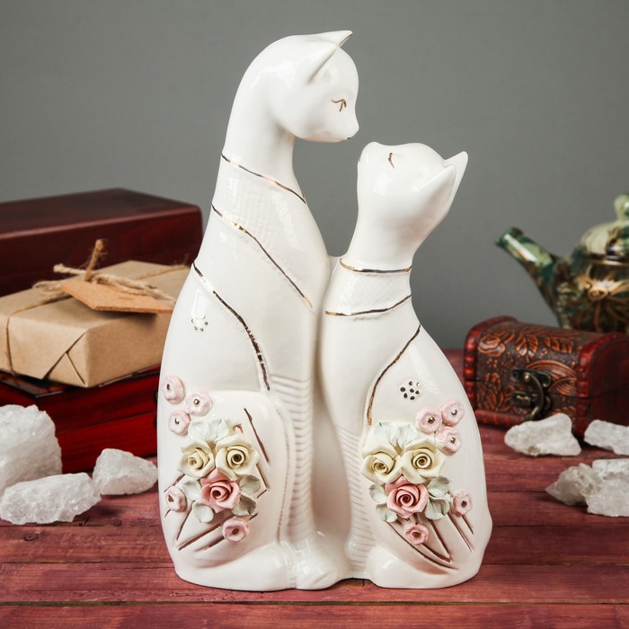 Копилка "Коты  Амурчики" лепка, золото