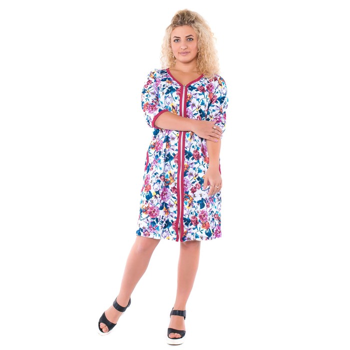 Халат женский на молнии Д-170 цвет МИКС, р-р 52