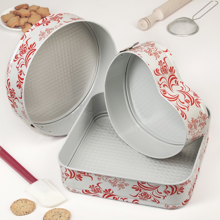 Набор форм для выпечки разъемных "Филиси", 3 предмета: 26/23/27 см, антипригарное покрытие, цвет красный