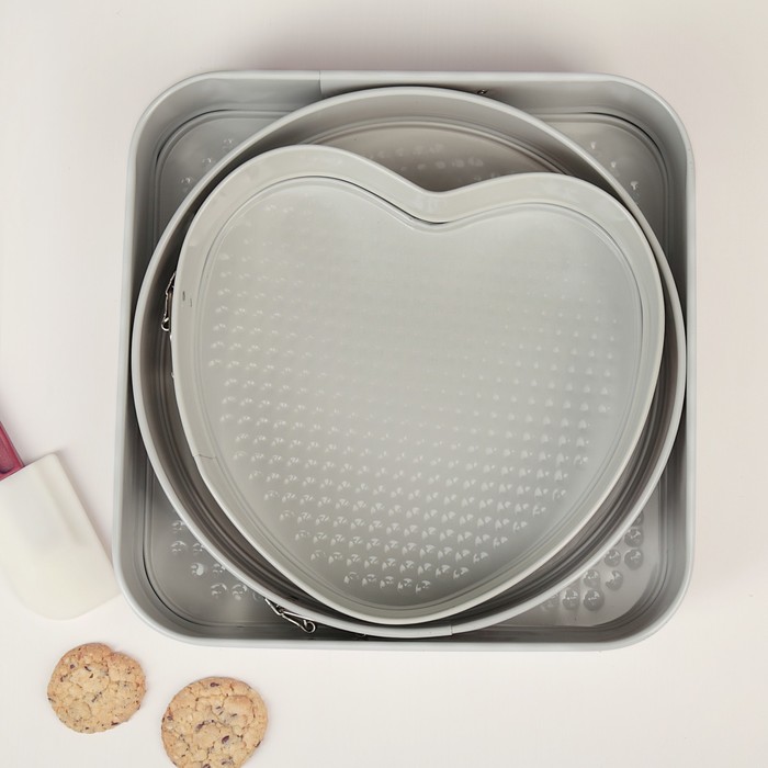 Набор форм для выпечки разъемных "Филиси", 3 предмета: 26/23/27 см, антипригарное покрытие, цвет красный