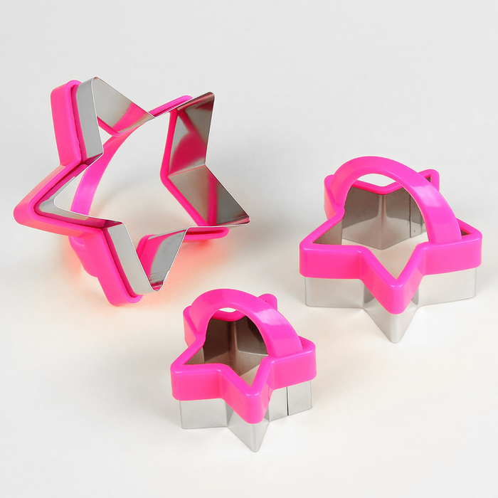 Набор форм для вырезания печенья "Звезда", 3 шт, цвета МИКС