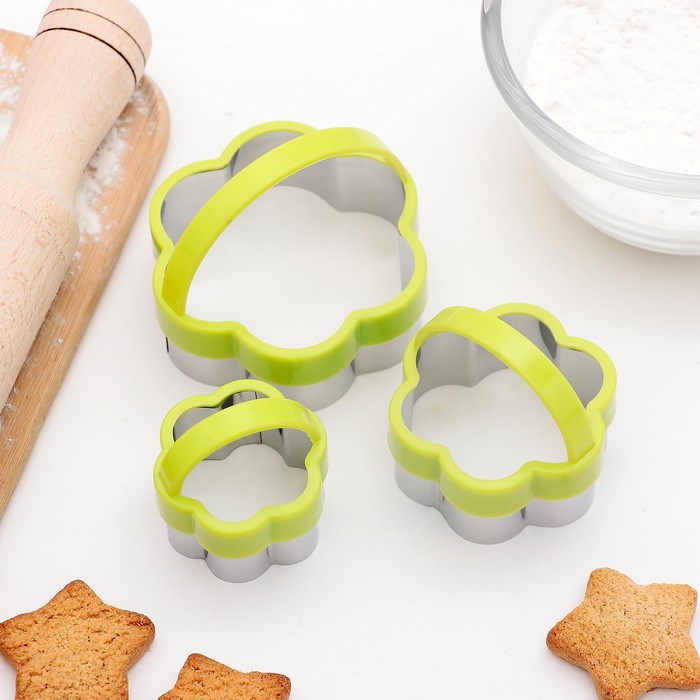 Набор форм для вырезания печенья "Цветок", 3 шт, цвета МИКС