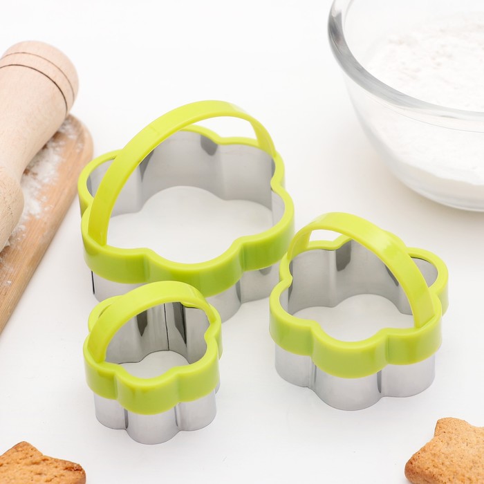 Набор форм для вырезания печенья "Цветок", 3 шт, цвета МИКС