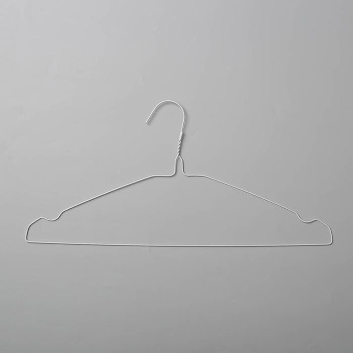 Вешалка металлическая тонкая 41х21х0,2 см, цена за шт, цвет белый